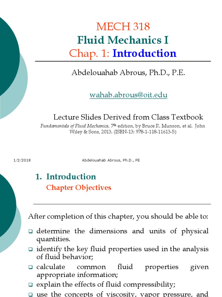 Fluid Mechanics: Chapter 1 Overview | PDF | Viscosity | Shear Stress