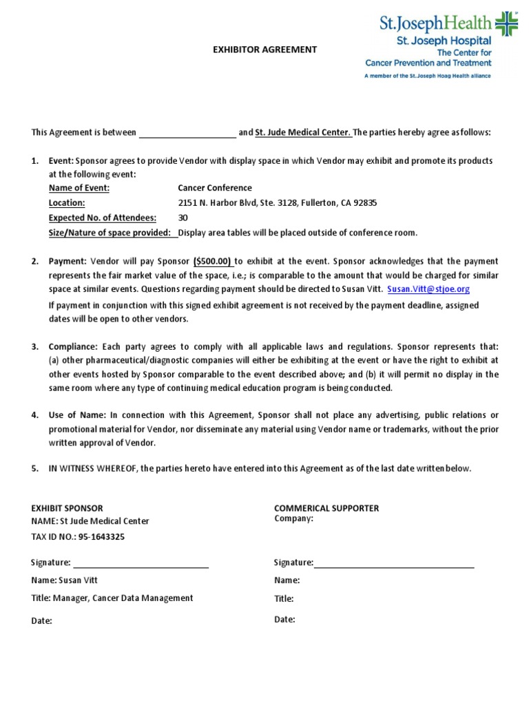 Exhibitor Agreement Template SJMC | PDF | Government Information ...