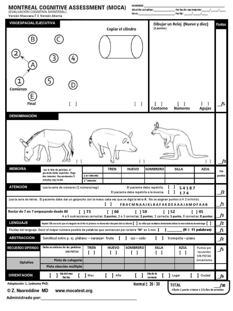 Moca test versi n mexicana pdf