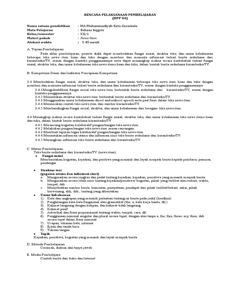 Rpp News Item Pdf