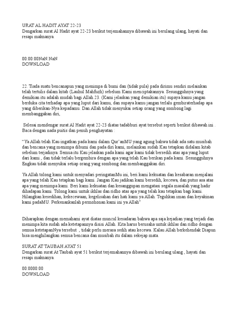 Surat Al Hadit Ayat 22 Pdf