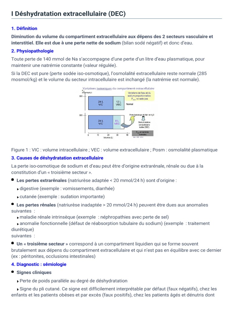 Signes et causes de déshydratation extracellulaire PDF — free download