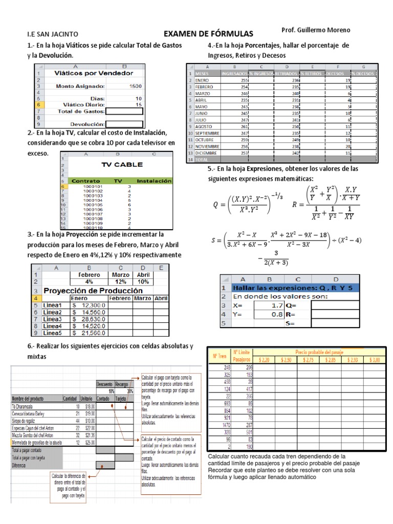 Examen de Fórmulas | PDF | Enseñanza de matemática | Business