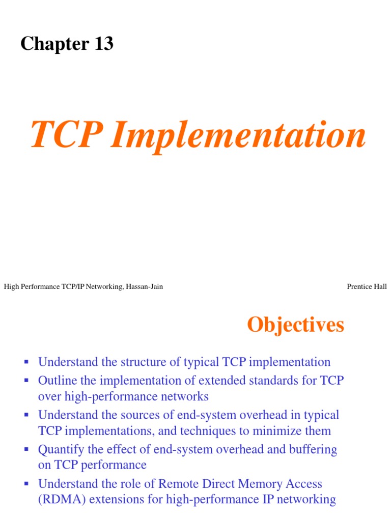 TCP Implementation: Prentice Hall High Performance TCP/IP Networking ...