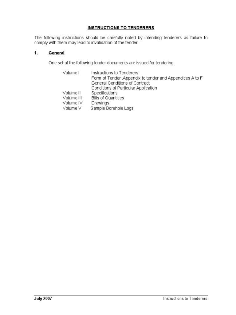 Tender Submission Instructions Guide | PDF