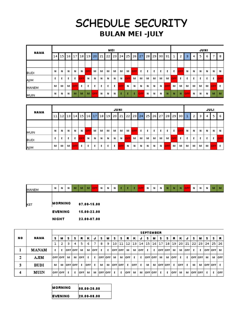 Security Shift Schedule | PDF