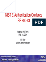 NIST E-Authentication Guidance Technical Recommendations