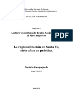 La Regionalización en Santa Fe, Siete Años en Práctica.