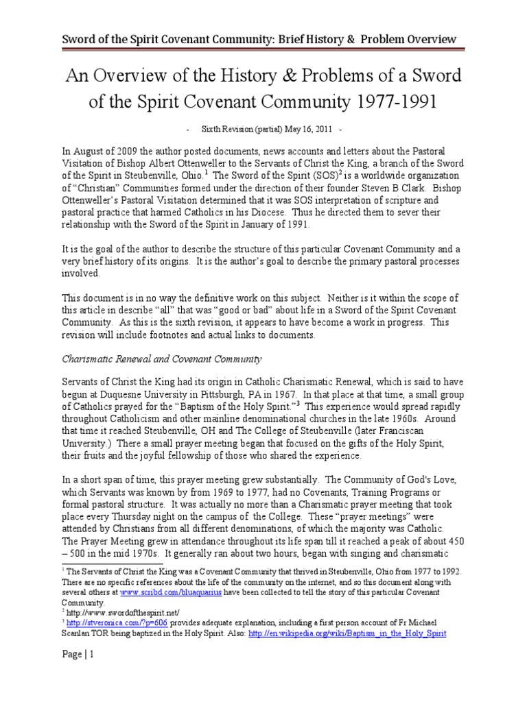Overview of Sword of the Spirit SOS | PDF | Protestantism | Charismatic ...