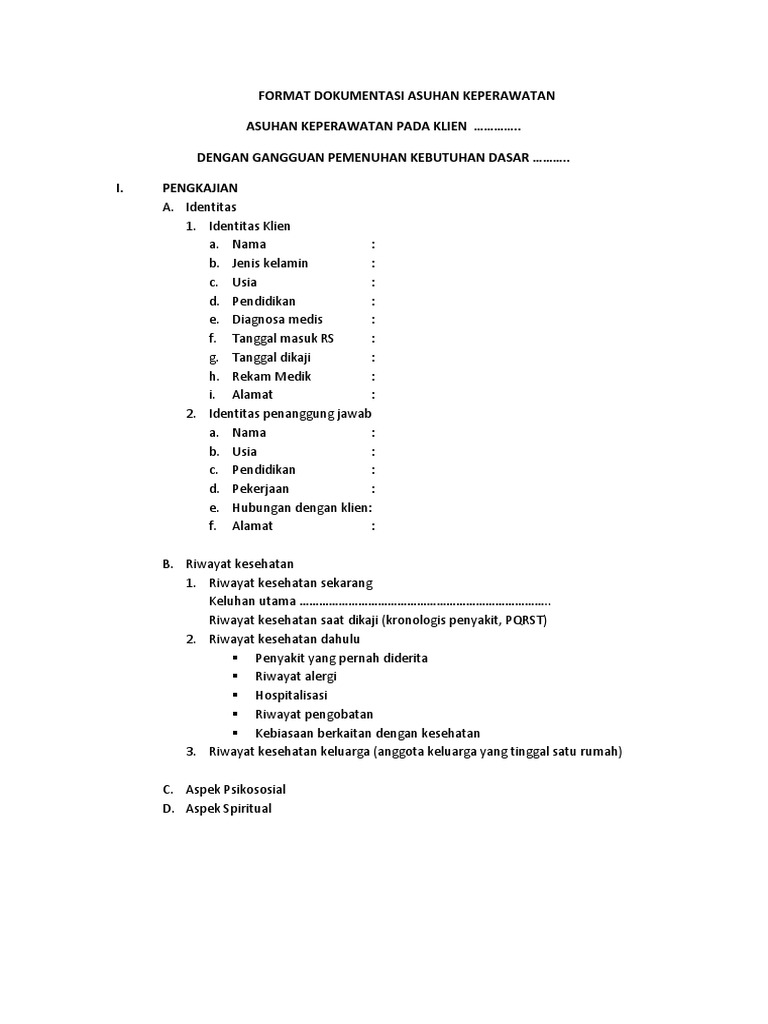 Format Dokumentasi Asuhan Keperawatan Pdf