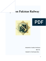 Report On Pakistan Railway: Submitted By: Chaudhry Neel Khawar Bba Viii Submitted To: Miss Shamim Zehra