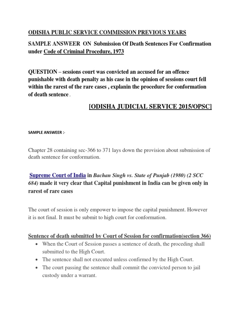 Submission of Death Sentences For Confirmation Under Code of Criminal ...