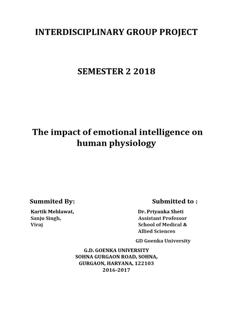 Interdisciplinary Group Project 2 | PDF | Emotional Intelligence | Emotions