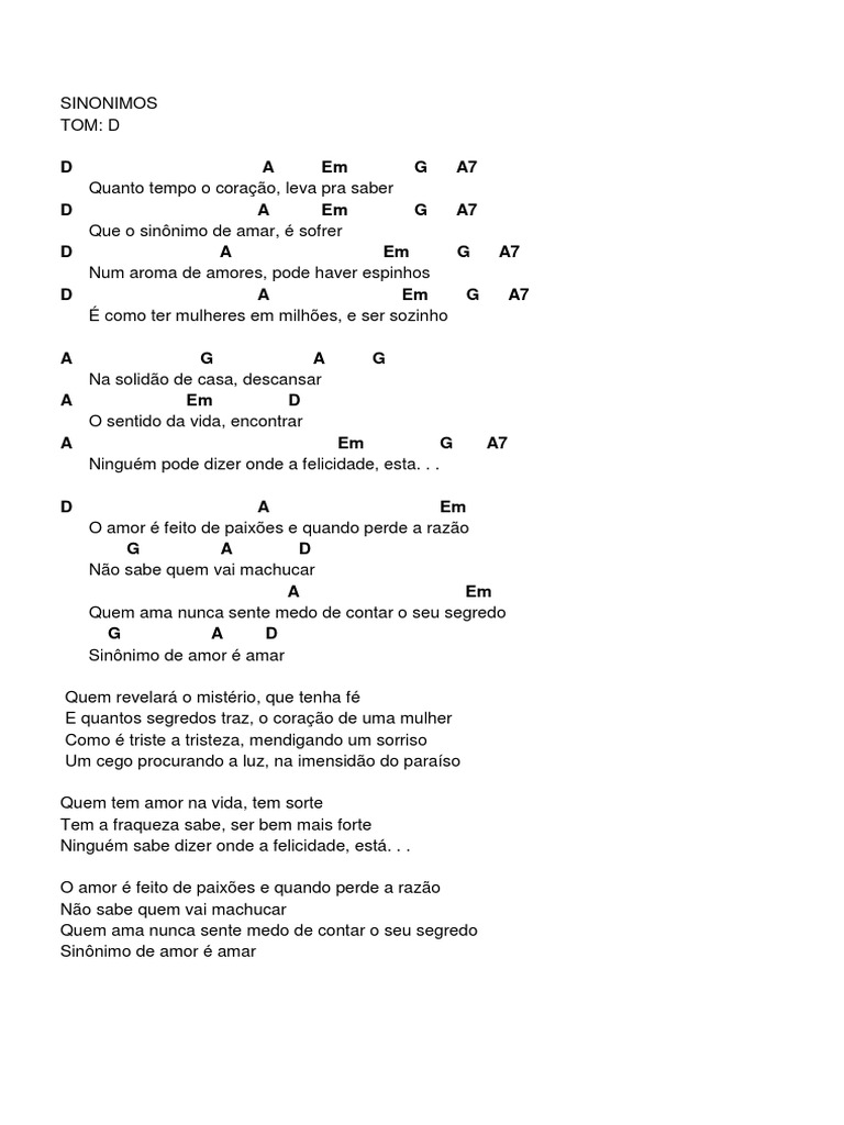 Zé Ramalho - Sinônimos cifra. Aprenda a tocar essa música usando as cifras,  tablaturas e versão simplificada com o Ci… em 2023