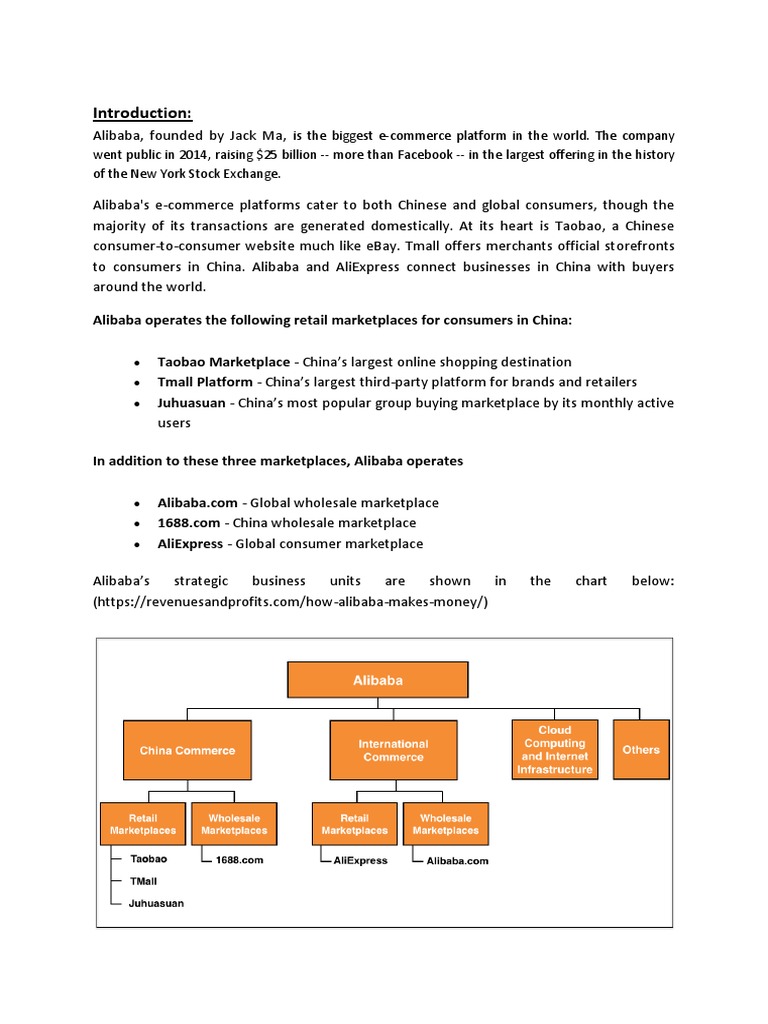Report 1 Internal Analysis Alibaba Group Service Industries