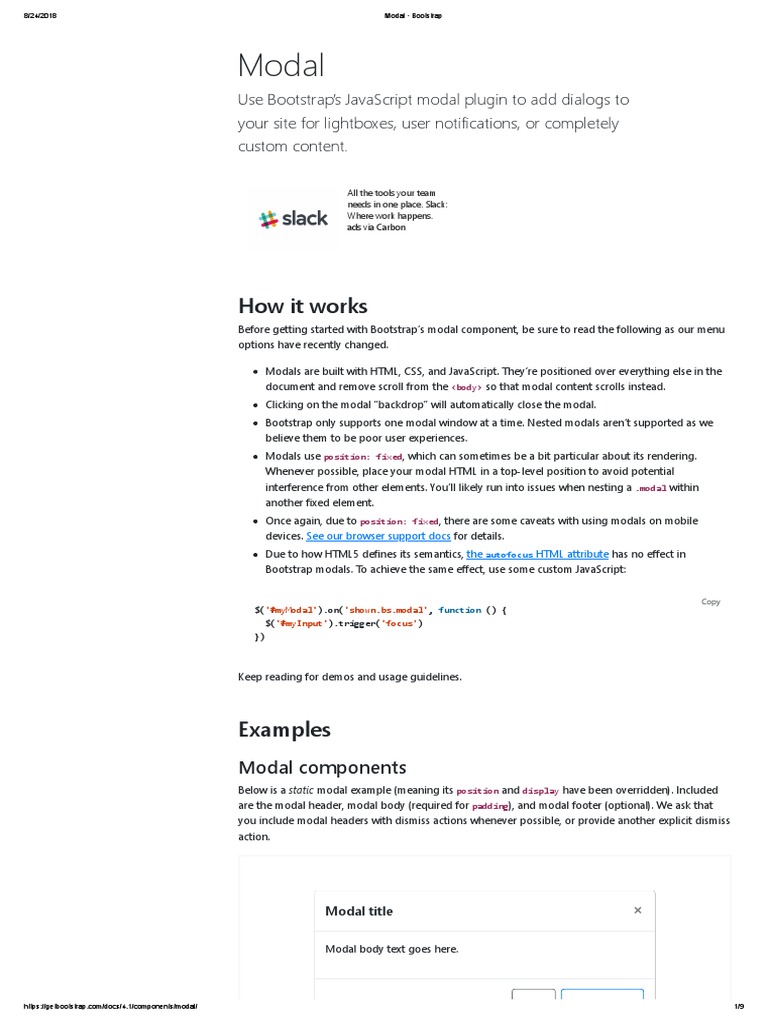 Modal: How It Works | PDF | Bootstrap (Front End Framework) | Html