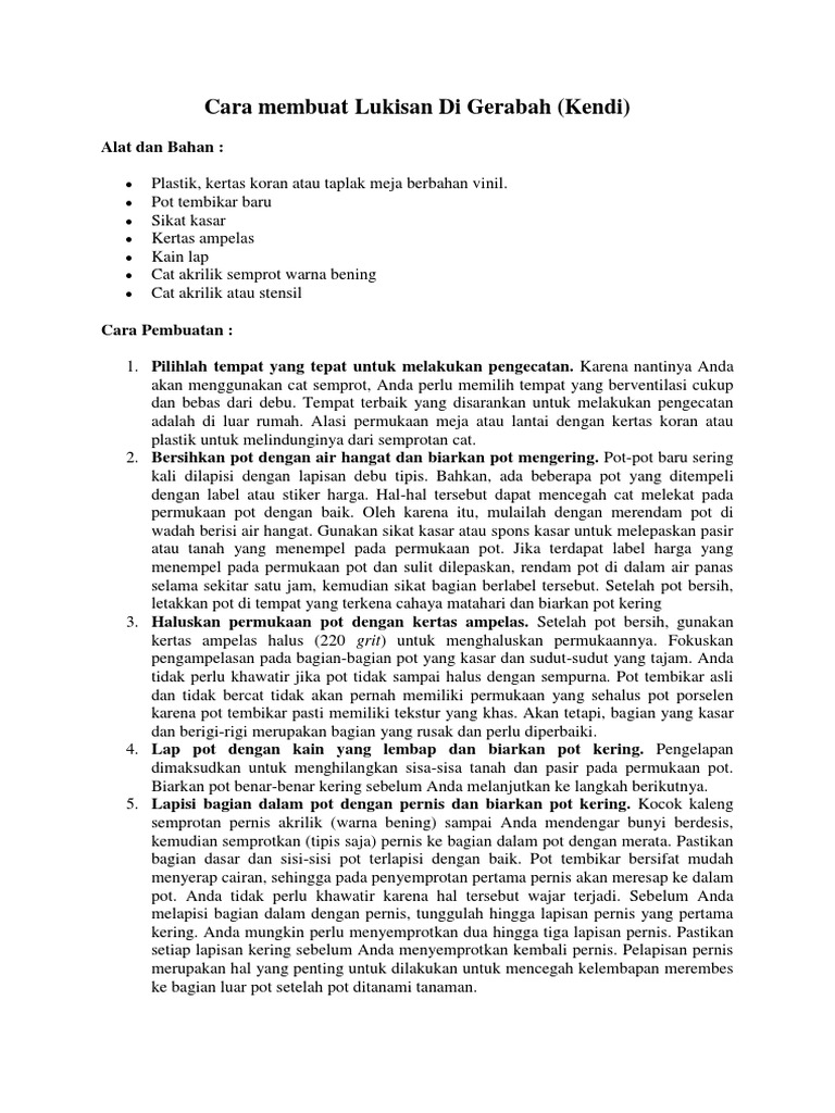 Cara Membuat Lukisan Di Gerabah | PDF