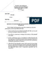 Sample Motion To Waive Presentation of Plaintiff's Evidence