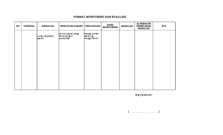 Format Monitoring dan Evaluasi Kegiatan | PDF