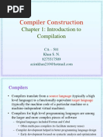 Compiler Construction: Chapter 1: Introduction To Compilation