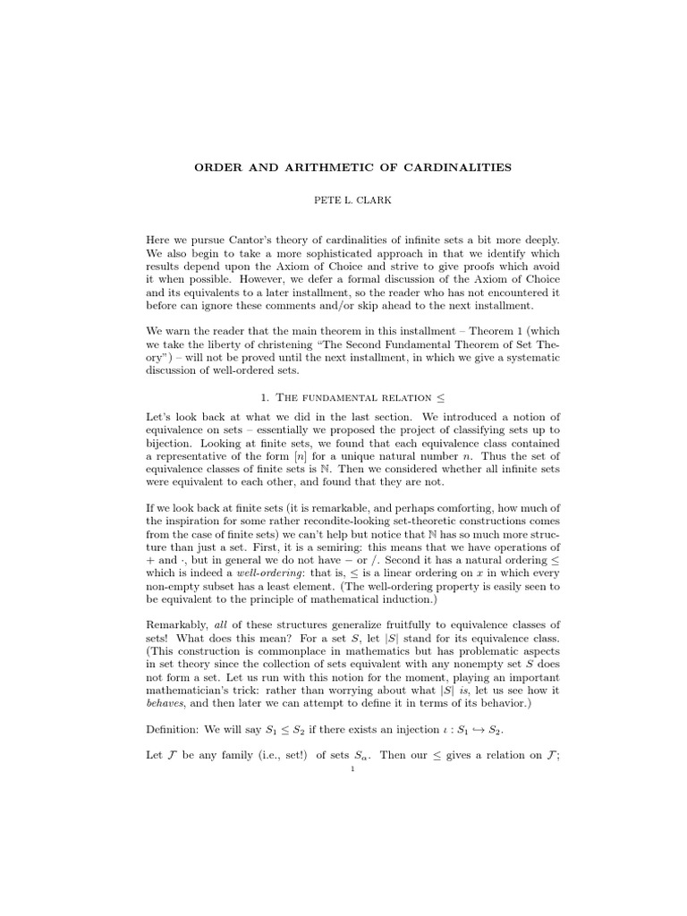 Cardinalities and Set Theory Proofs | PDF | Axiom | Mathematical Logic