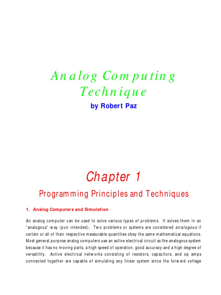 Analog Computing Technique: Programming Principles and Techniques | PDF ...