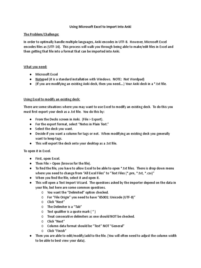 Using Excel To Import Into Anki Google Dokumentumok Text File Text