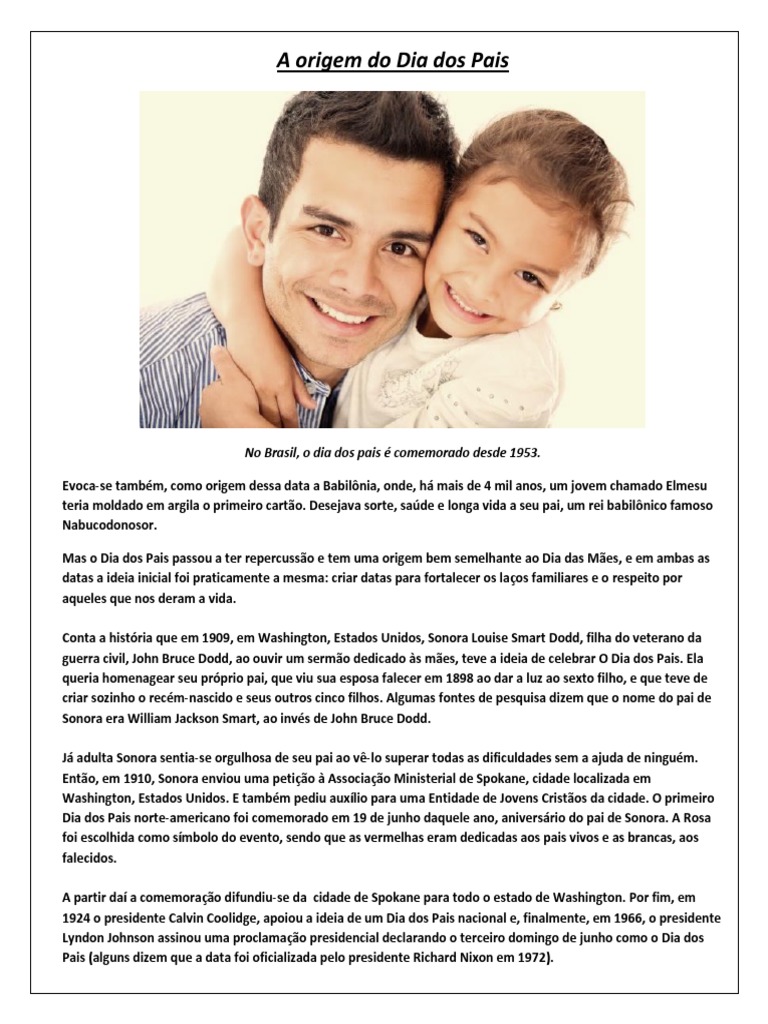 A Origem Do Dia Dos Pais | PDF | Pai | Brasil