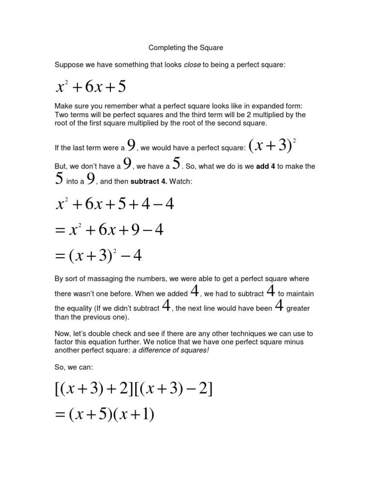 Completing The Square | PDF