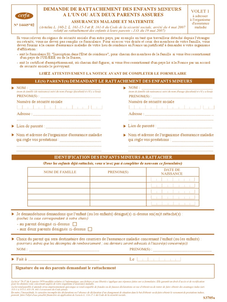Modèle Attestation De Rattachement Au Foyer Fiscal Des Parents 2021 Cerfa 14445-02 Rattachement Enfants | PDF | Certificat de naissance |  Gouvernement