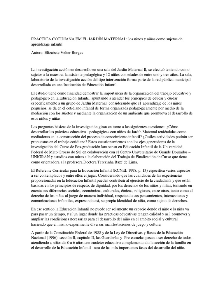 Prácticas en Jardín Maternal II | PDF | Educación de la primera ...