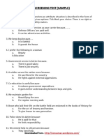 Screening Test Sample SSB