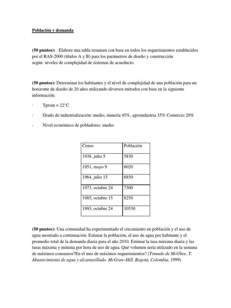 Población y Demanda | PDF | Agua | Red de abastecimiento de agua