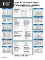 2010-2011 Calendar Lewisville Vista