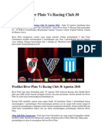 Prediksi River Plate Vs Racing Club 30 Agustus 2018