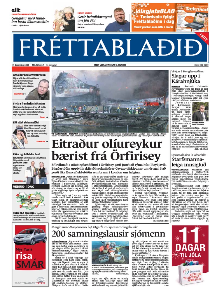 Frettabladid The Icelandic Newspaper With The Largest Circulation 13 12 05 Pdf