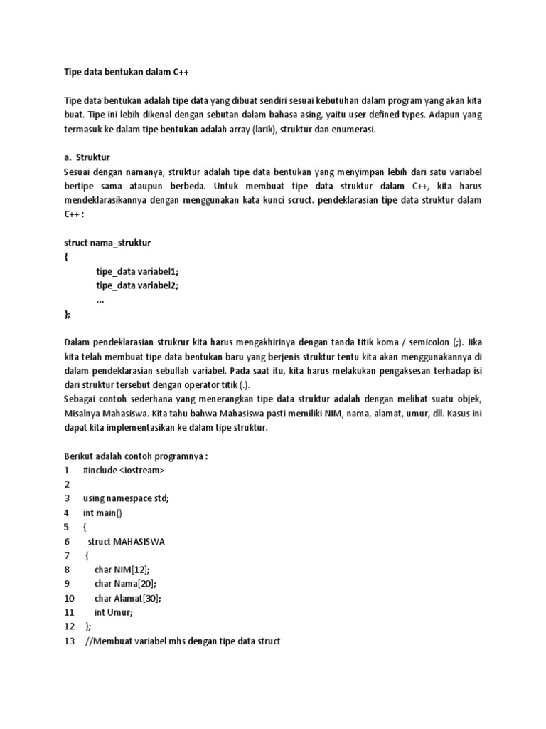 Tipe Data Bentukan di C++ | PDF | Komputer