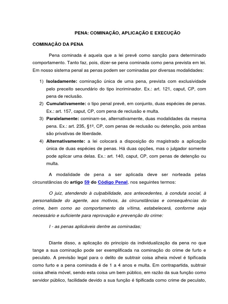Cominação e Aplicação de Penas 2024 | PDF | Crime e Violência ...