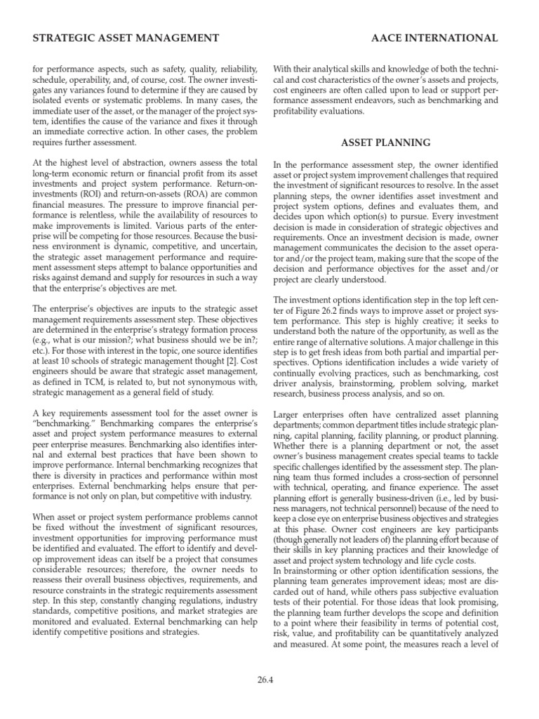 Asset Planning PDF Benchmarking Strategic Management