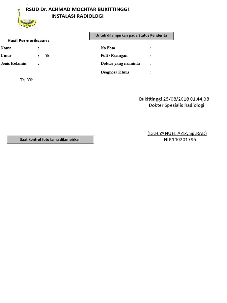 Formulir Radiologi | PDF | Sains & Matematika