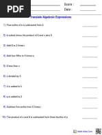 Translate Algebraic Expressions 1