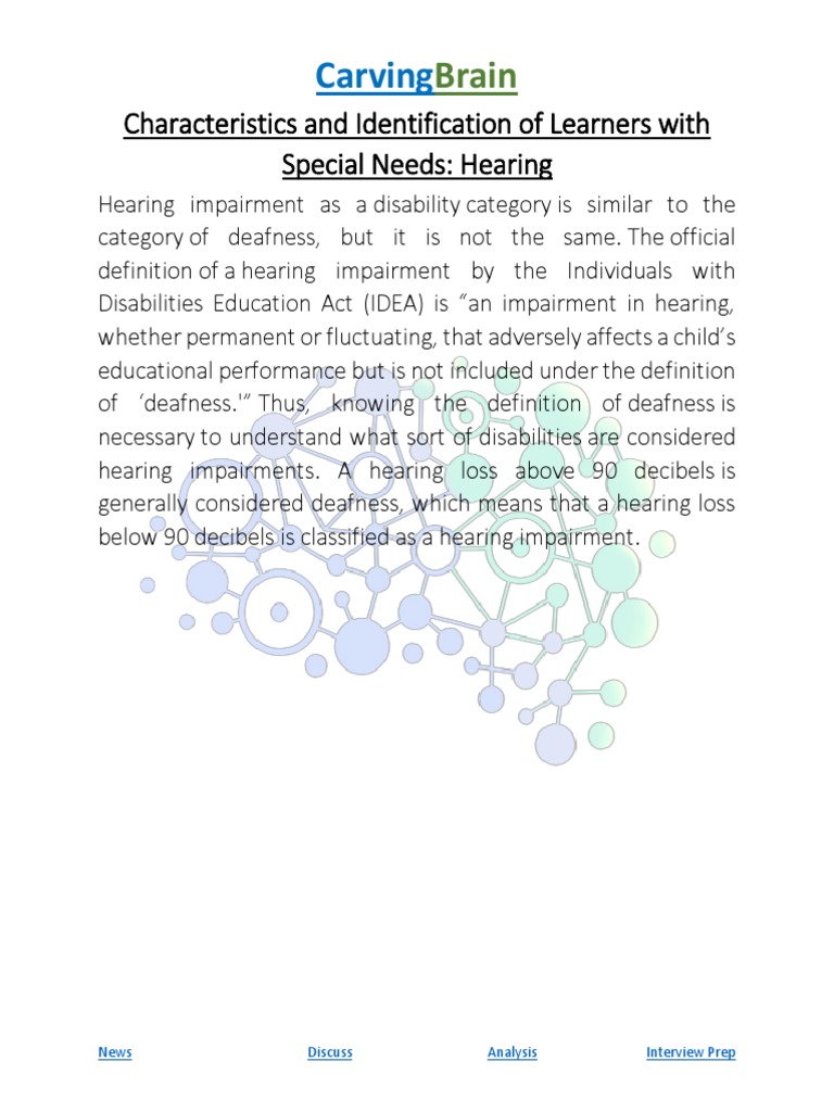 Characteristics And Identification Of Learners With Hearing Needs Pdf