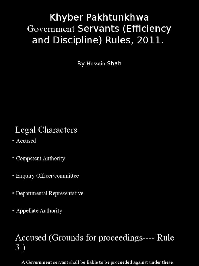 Khyber Pakhtunkhwa Government Servants (Efficiency and Discipline