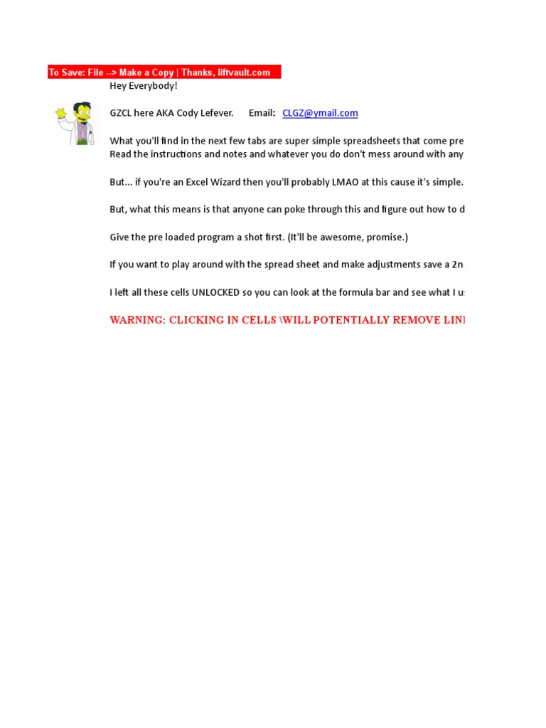 GZCL Method Excel Training Program | PDF | Weight Training | Sports