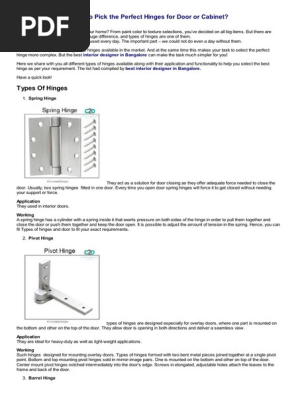 TYPES OF HINGES – HOW TO PICK THE PERFECT HINGES FOR DOOR OR CABINET?