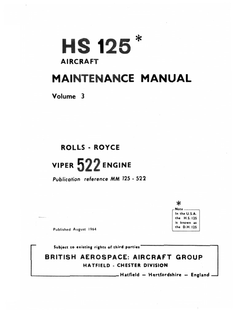 HS 125 Viper 522 Maintenance Manual | PDF | Aviation