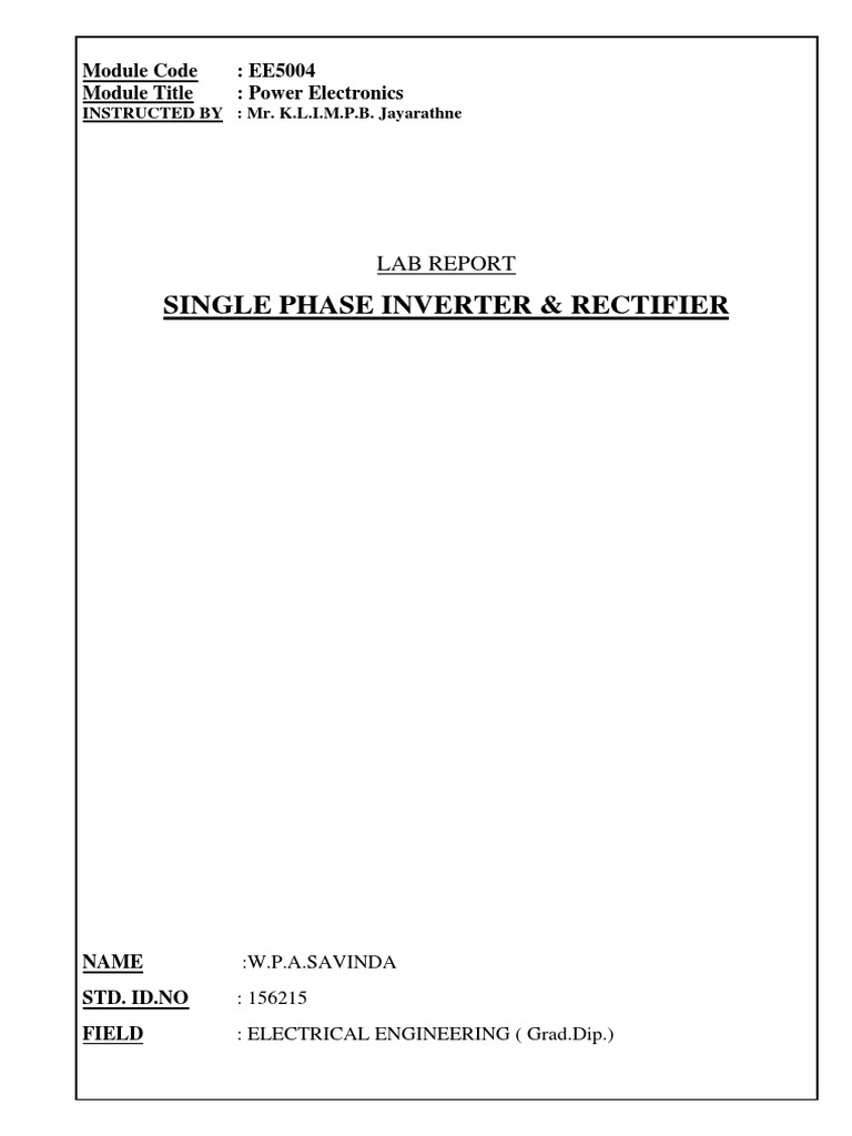Single Phase Inverter & Rectifier Lab Report PDF