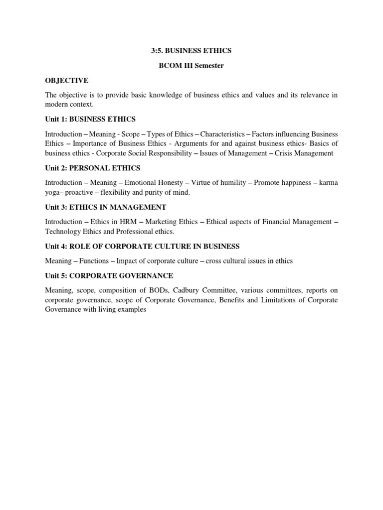 Business Ethics and Corporate Governance Guide | PDF