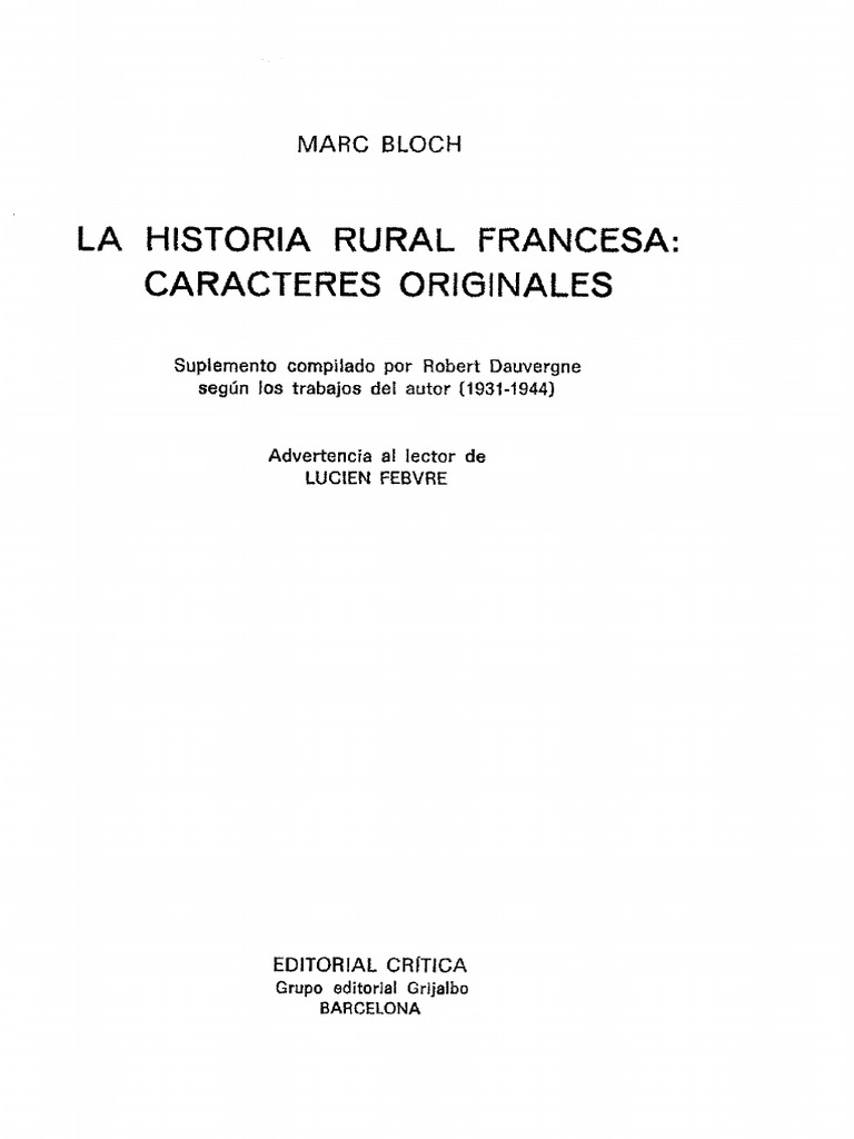 Bloch Marc - La Historia Rural Francesa | PDF | Francia | Verdad