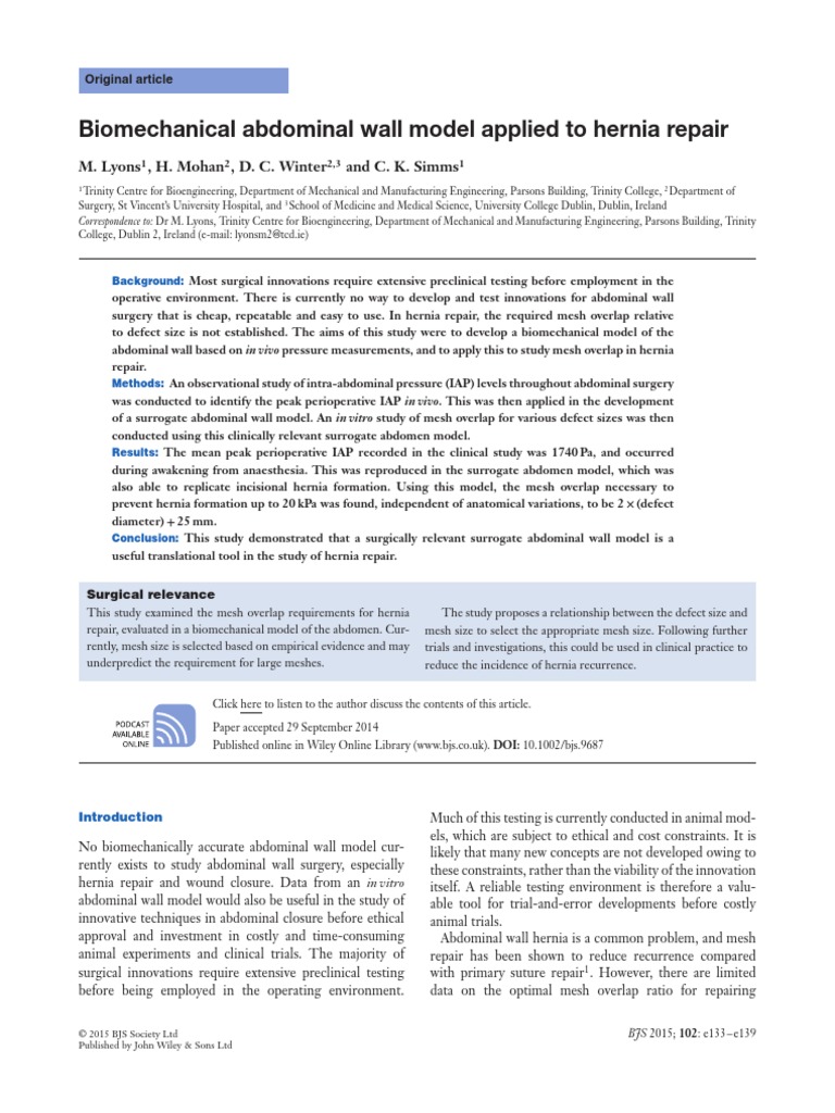 British Journal of Surgery - Pared Abdominal | PDF | Surgery | Abdomen